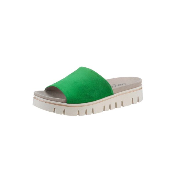 Marken-Ziegen-Veloursleder-Pantolette, grün