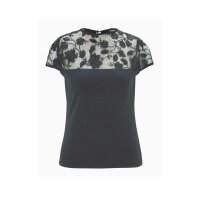 Designer-Shirt m.Spitzeneinsatz, schwarz