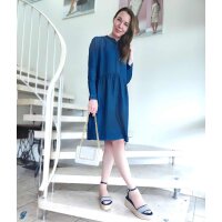 Marken-Jeanskled m. Raffungen, blue