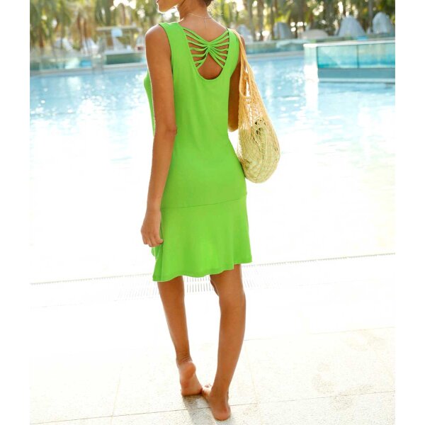 Jersey back decollete dress, green