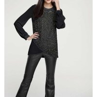 Bluse m. Pailletten-Stickerei, schwarz