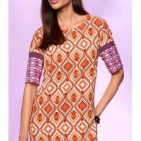 Designer-Druckkleid, orange-sand-pink