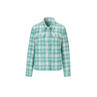 Bouclé-Blazer in Karodessin, aquamarin-weiß