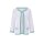 Strickjacke m. Fransen, weiß-aquamarin