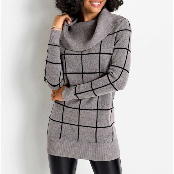 Turtleneck sweater, grey blend