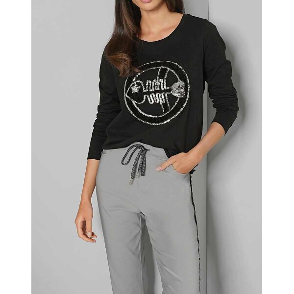 Džersio marškinėliai su blizgučiais, juodi