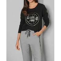 Jerseyshirt m. Pailletten, schwarz