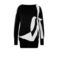 Designer-Intarsien-Pullover, schwarz-ecru
