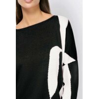 Designer-Intarsien-Pullover, schwarz-ecru