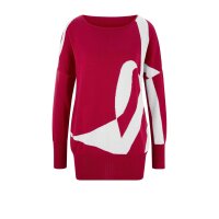 Designer-Intarsien-Pullover, rot-ecru