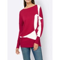 Designer-Intarsien-Pullover, rot-ecru