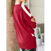 Designer-Intarsien-Pullover, rot-ecru