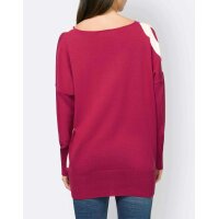 Designer-Intarsien-Pullover, rot-ecru