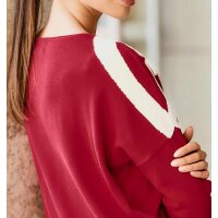 Designer-Intarsien-Pullover, rot-ecru