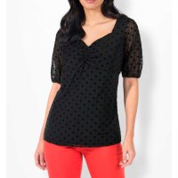 Burnout-pattern blouse shirt, black