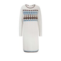 Designer-Strickkleid, elfenbein-grau-gemustert
