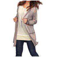 Marken-Longstrickjacke, taupe-multicolor