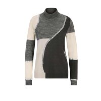 Designer-Wollpullover m. Pailletten, grau-ecru