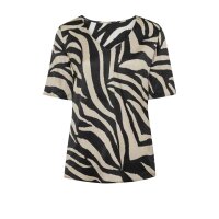 Satin-Druckbluse, schwarz-camel