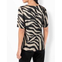 Satin-Druckbluse, schwarz-camel