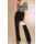 Satin-Druckbluse, schwarz-camel
