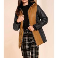 Designer-Steppjacke, schwarz-cognac