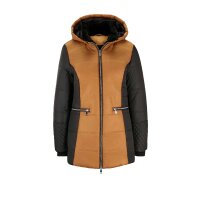 Designer-Steppjacke, schwarz-cognac
