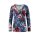 Designer-Druckpullover, jeansblau-rot-grün