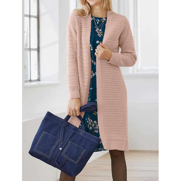 Designer-Kuschel-Longstrickjacke, puder