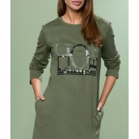 Designer-Sweatshirtkleid m. Ziersteinen, khaki