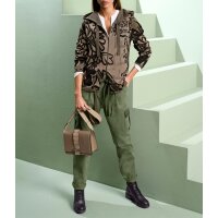 Cargohose m. Lederimitat-Details u. Gürtel, khaki
