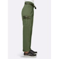 Cargohose m. Lederimitat-Details u. Gürtel, khaki