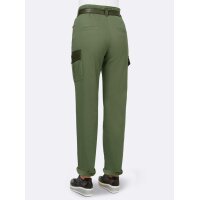 Cargohose m. Lederimitat-Details u. Gürtel, khaki