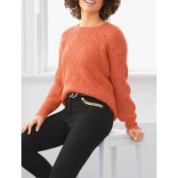 Designer-Rippenstrickpullover, mandarine-meliert