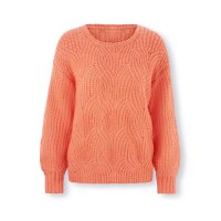 Designer-Rippenstrickpullover, mandarine-meliert