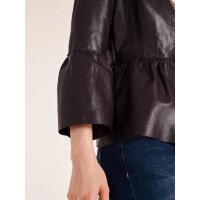 Nappa leather jacket with flounces, bordeaux