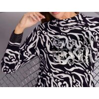Jacquard sweater, black-ecru