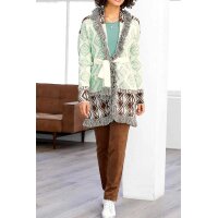Designer-Strickjacke, braun-kalkmint-ecru