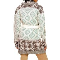 Designer-Strickjacke, braun-kalkmint-ecru