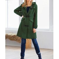 Designer-Woll-Dufflecoat, moosgrün
