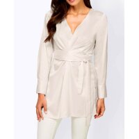 Designer-Longbluse m. Bindebändern, ecru