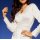 Designer-Longbluse m. Bindebändern, ecru