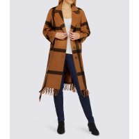 Designer-Wollmantel, cognac-schwarz