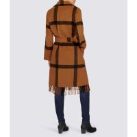 Designer-Wollmantel, cognac-schwarz
