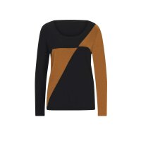 Designer-Pullover m. Kaschmir, schwarz-cognac