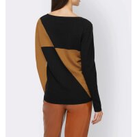 Designer-Pullover m. Kaschmir, schwarz-cognac