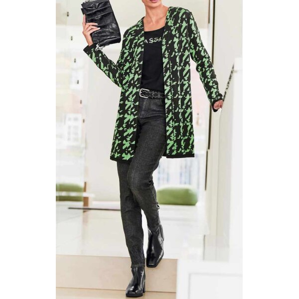Designer-Wendestrickmantel, schwarz-grün
