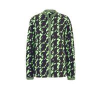 Designer-Druckbluse, schwarz-grün