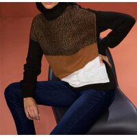 Designer-Pullover, cognac-schwarz