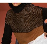 Designer-Pullover, cognac-schwarz